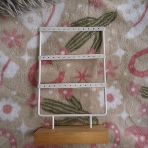 White Jewelry Holders with Wooden Base